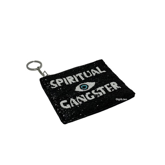 Gigi Spiritual Ganster Small Pouch Key Ring Evil Eye Design Black/White New - Picture 3 of 5